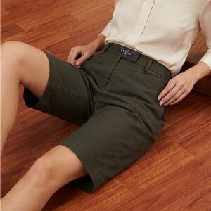 Lanvin Olive Tailored Flat-Front Men's Shorts